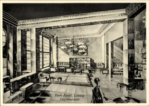 Ak Leipzig in Sachsen, Park-Hotel, Empfangshalle