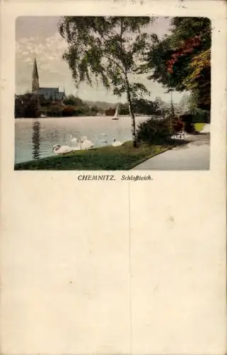 Ak Chemnitz in Sachsen, Schloßteich