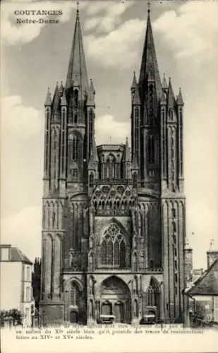 Ak Coutances Manche, Notre Dame, Kirche Frontal