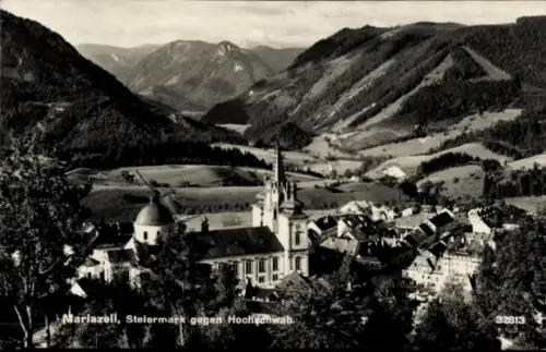 Ak Mariazell Steiermark, Blick auf den Ort gegen den Hochschwab