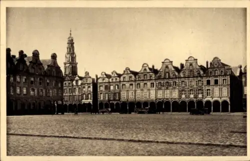 Ak Arras Pas de Calais, Marktplatz, Giebelhäuser