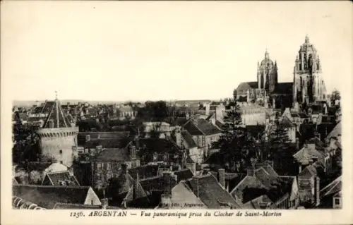 Ak Argentan Orne, Panoramablick auf  Kirche Saint-Martin, Dächer