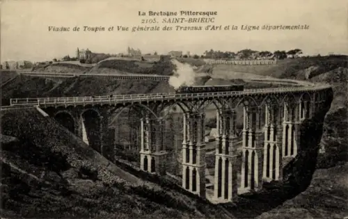 Ak Saint Brieuc Côtes d'Armor, Toupin-Viadukt und Gesamtansicht der Ingenieurbauwerke