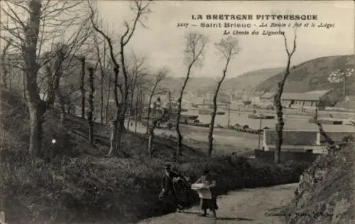 Ak Saint Brieuc Côtes d'Armor, Dockanlagen und Wald