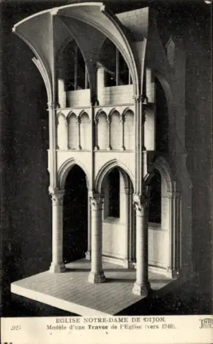 Ak Dijon Côte d'Or, Modell der Eglise Notre-Dame de  gotische Architektur, Jahr 1240