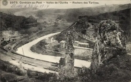 Ak Comblain au Pont Wallonien Lüttich Belgien, Ourthe Tal, Tartines Felsen