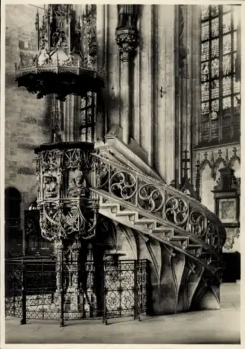 Ak Wien 1 Innere Stadt, Steinkanzel, St. Stephanskirche,  Meister Anton Pilgram, spätgotische Kun