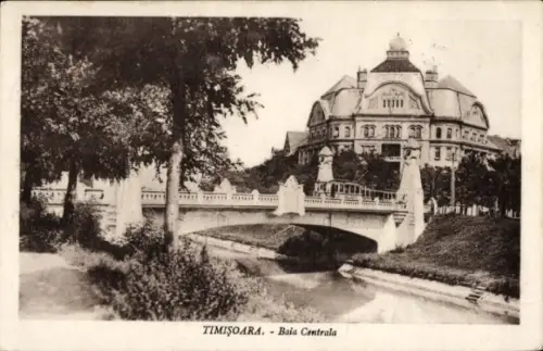 Ak Timișoara Temesvár Temeswar Rumänien, TIMIŞOARA, Baia Centrala, Brücke, Gebäude