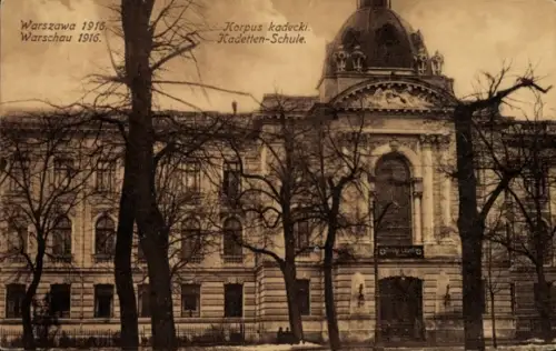 Ak Warszawa Warschau Polen, Warschau 1916, Korpus kadecki, Kadetten-Schule