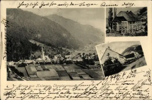 Ak Kalwang Steiermark, Gesamtansicht, Straßenpartie
