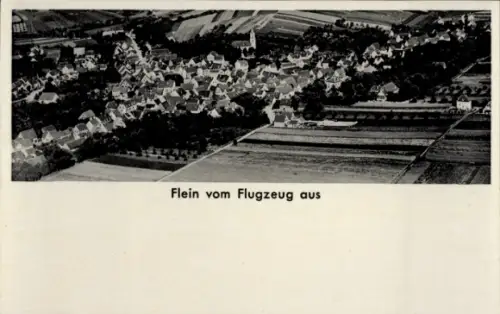 Ak Flein in Württemberg, Luftaufnahme von  Häuser, Felder, Flugzeugperspektive