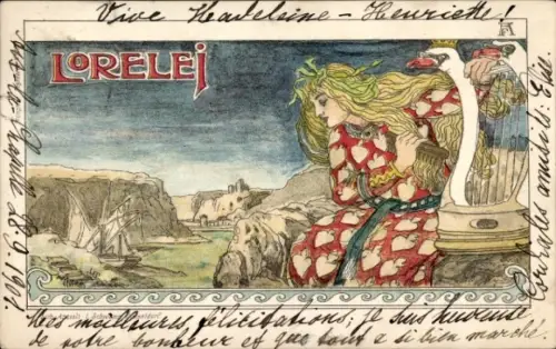 Künstler Ak St. Goarshausen am Rhein, Loreley