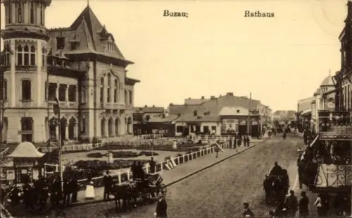 Ak Buzău Busäu Rumänien, Rathaus