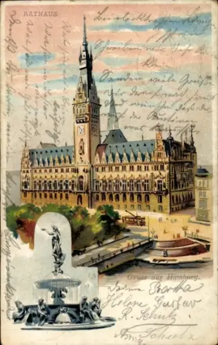 Litho Hamburg Mitte Altstadt, Rathaus