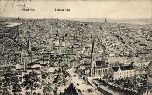 Ak Chemnitz in Sachsen,  Totalansicht, Stadtansicht,  Darstellung