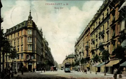 Ak Frankfurt am Main,  Neue Zeil, Straßenansicht, Straßenbahn, Trenkler Co.