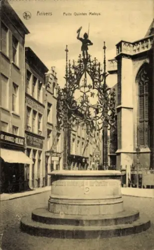 Ak Anvers Antwerpen Flandern, Brunnen Puits Quinten Matsys,  Statue,  