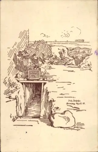 Künstler Ak Damery Marne, Hindenburgweg, I. WK