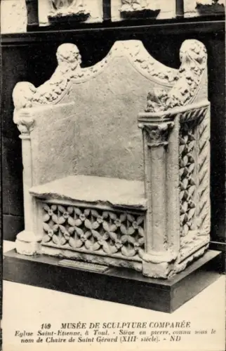 Ak Toul Meurthe et Moselle, Marmor-Sitz, Musée de Sculpture Comparée, Eglise Saint-Etienne,  Chai