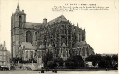Ak Le Mans Sarthe, Kathedrale Saint-Julien, Stil Romano-byzantin, Jahr 1254, LOUIT
