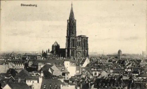 Ak Strasbourg Straßburg Elsass Bas Rhin, Stadt mit Münster