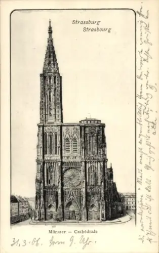Ak Strasbourg Straßburg Elsass Bas Rhin, Münster Frontal