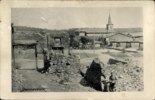 Ak Dannevoux Meuse, Ruinen, Kirche, Landschaft, Dannevoux