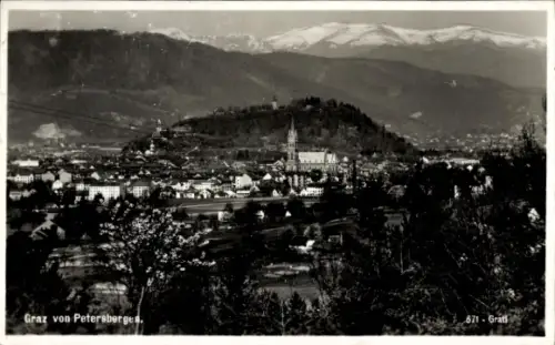 Ak Graz Steiermark, Gesamtansicht, Blick von Petersbergen