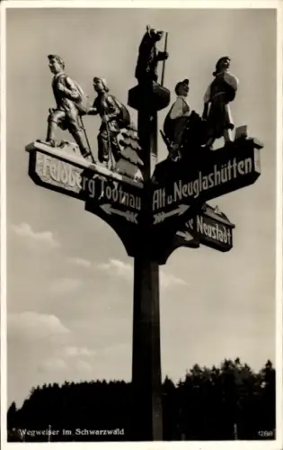 Ak Feldberg im Schwarzwald Baden Württemberg, Wegweiser im Schwarzwald