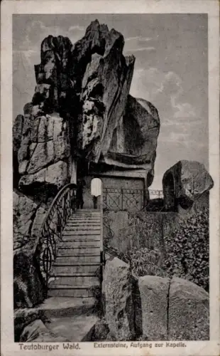 Ak Holzhausen Externsteine Horn Bad Meinberg am Teutoburger Wald,  Externsteine, Aufgang zur Kape