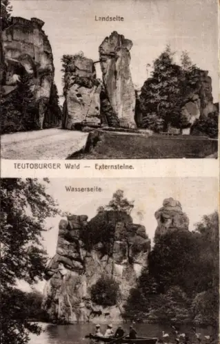 Ak Holzhausen Externsteine Horn Bad Meinberg am Teutoburger Wald,  Felsen, Wasseransicht, Landsch