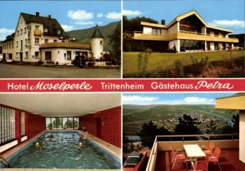 Ak Trittenheim an der Mosel, Hotel Moselperle, Gästehaus Petra, Hallenbad, Trittenheim