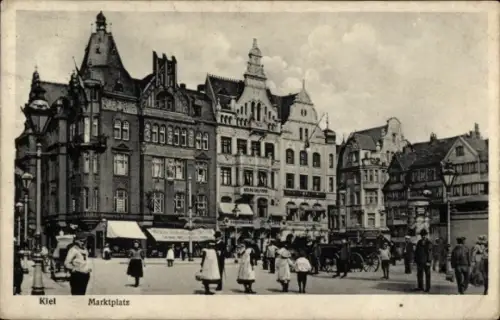 Ak Hansestadt Kiel, Markt, Geschäftshäuser
