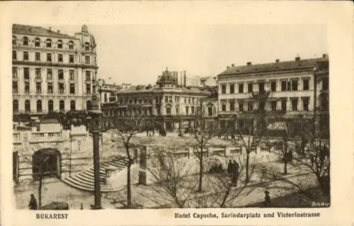 Ak București Bukarest Rumänien, Blick auf Hotel Capscha, Sarindarplatz, Victoriastraße