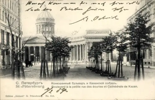 Ak St. Petersburg Russland, Kazan-Kathedrale, Konushenny Boulevard, Bäume, St. Petersburg