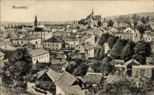 Ak Bereschany Brzezany Ukraine, Stadtansicht  Häuser, Kirchen, Bäume