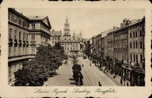 Ak Lwiw Lwów Lemberg Léopol Ukraine, Lwów Rynek-Lemberg, Ringplatz, Stadtansicht,  