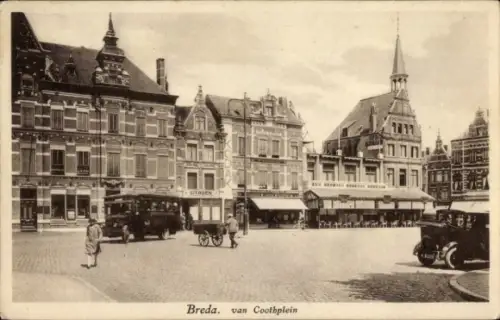 Ak Breda Nordbrabant Niederlande,  van Coothplein. Straßenansicht mit Personen, Bussen und Autos.