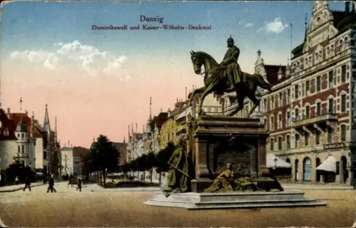 Ak Gdańsk Danzig, Dominikswall und Kaiser Wilhelm Denkmal
