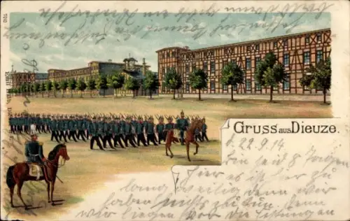 Litho Dieuze Duss Duß Lothringen Moselle, Kaserne, Deutsche Soldaten