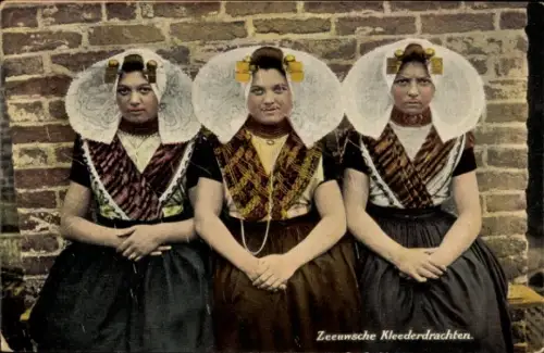 Ak Zeeuwsche Kleederdrachten, Frauen in Niederländischer Tracht