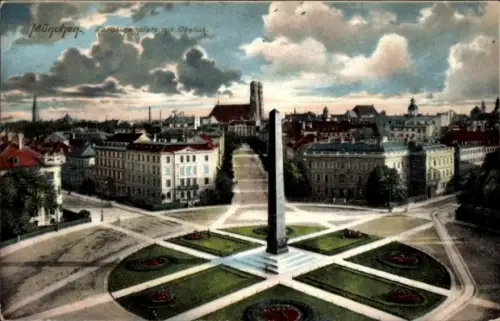 Ak München, Karolinenplatz mit Obelisk