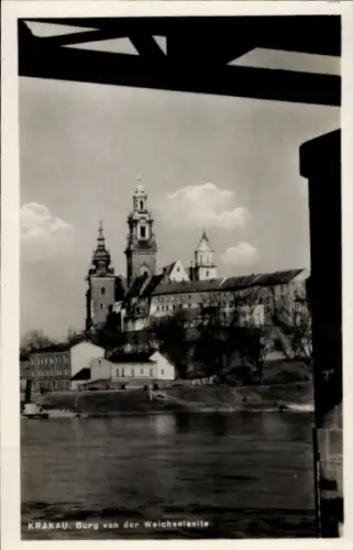 Ak Kraków Krakau Polen, Burg von der Weichselseite, Wisla, Wawel