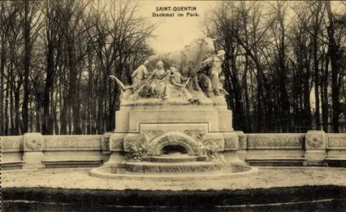 Ak Saint Quentin Aisne, Denkmal im Park