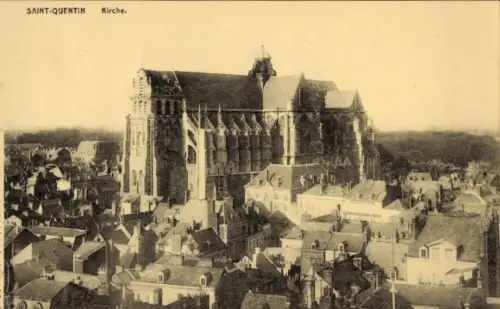 Ak Saint Quentin Aisne, Kirche, Stadt