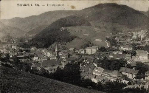 Ak Sainte Marie aux Mines Markirch Elsass Haut Rhin,  Totalansicht, Stadtansicht, Berge im Hinter