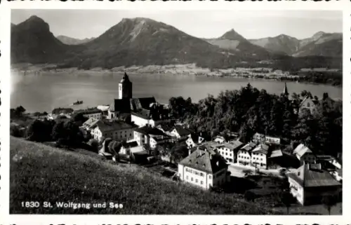 Ak St. Wolfgang am Wolfgangsee Oberösterreich,  See, Berge, Kirche,  Gebäude