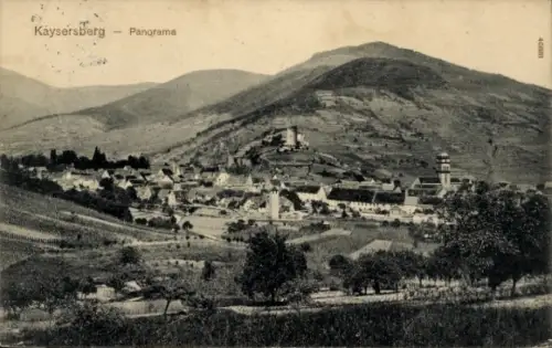 Ak Kaysersberg Elsass Haut Rhin, Panoramablick auf  Berge, Stadtansicht