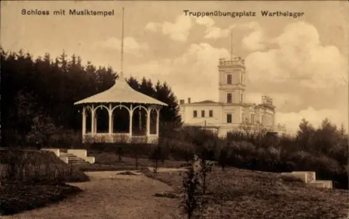 Ak Poznań Posen, Warthelager, Schloss mit Musiktempel, Truppenübungsplatz Warthelager