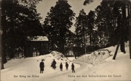 Ak Tukum Lettland, Partie aus dem Gottesländchen, Schnee